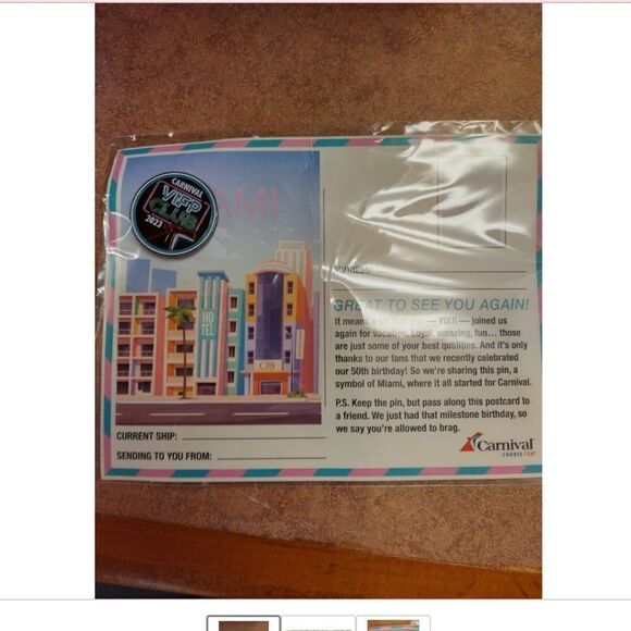 NEW SEALED Carnival Pin VIFP Club Miami 2023 Cruise Ships VIP Pin - Picture 1 of 3